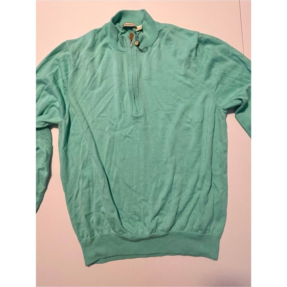 Donald Ross Men's Half-Zip Sweater in Aquamarine-Large